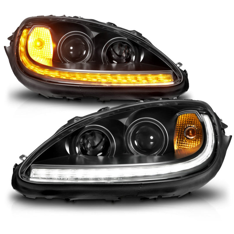 ANZO 05-13 Chevrolet Corvette Projector Headlights w/switchback & Sequential LED - Black Amber