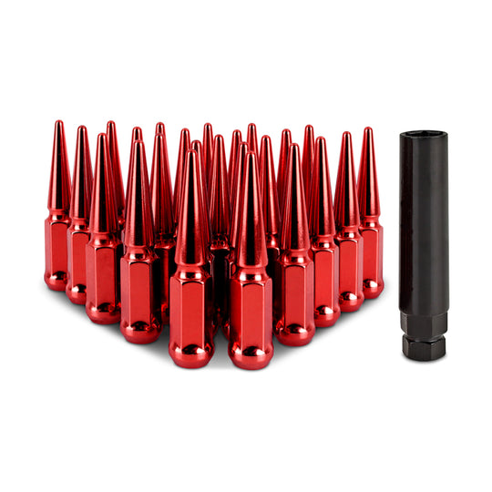 Mishimoto Mishimoto Steel Spiked Lug Nuts M12 x 1.5 24pc Set Red