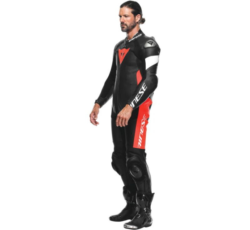 Dainese Tosa 1PC Leather Suit Perforated Black/Fluorescent Red/White Size - 48