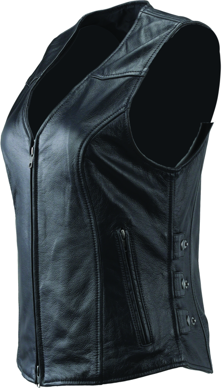 River Road Plains Leather Vest Black Womens - Small