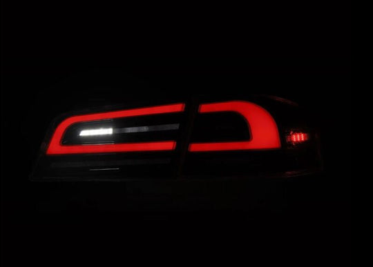 AlphaRex 12-21 Tesla Model S LUXX-Series LED Tail Lights - Black/Red