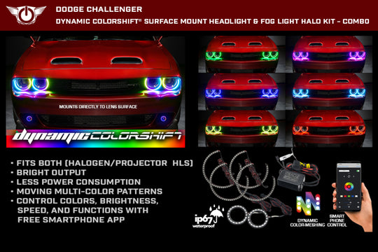 Oracle 15-23 Dodge Challenger Dynamic Surface Mount Headlight Halo Kit - SEE WARRANTY