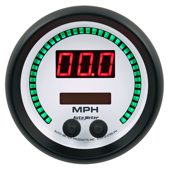 Autometer 85.7mm White Switchable 260 MPH / 260 KM/H Speedometer Phantom Elite Digital Gauge