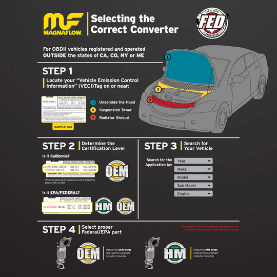 MagnaFlow 16-19 Ford F-53 V10 6.8L Underbody Direct-Fit Catalytic Converter