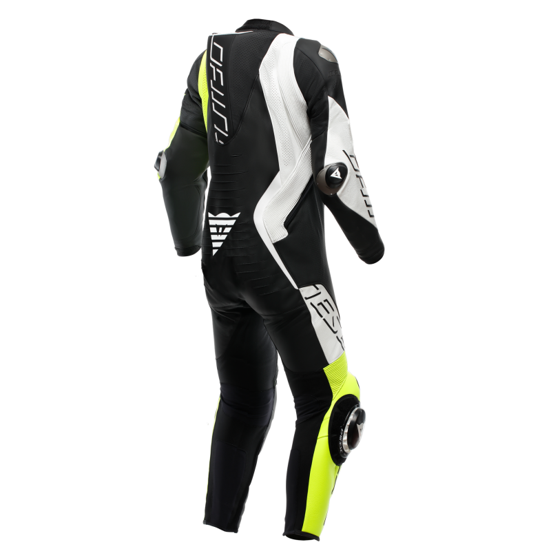 Dainese Audax D-Zip 1PC Perforated Leather Suit Black/Yellow Fluorescent/White Size - 60