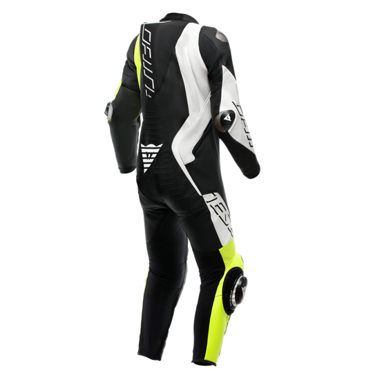 Dainese Audax D-Zip 1PC Perforated Leather Suit Black/Yellow Fluorescent/White Size - 48