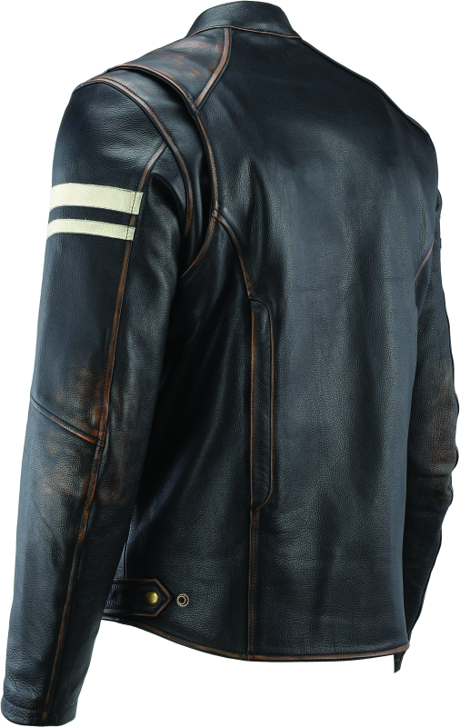 River Road Hoodlum Vintage Leather Jacket Black - Small