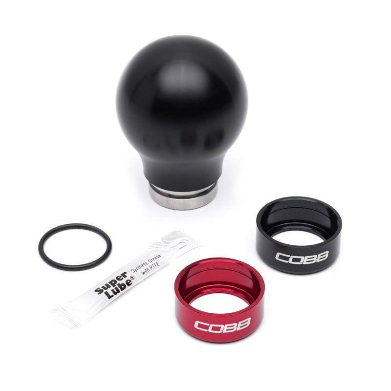 Cobb Subaru 6-Speed Weighted COBB Shift Knob - Black (Incl. Both Red + Blk Collars)