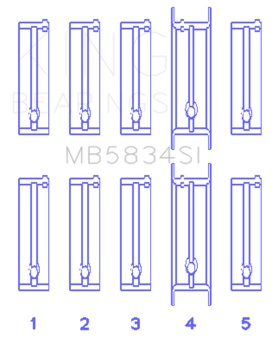 King Engine Bearings ChevrolET 121Ci/Ln2 134Ci Housing Bore +.002 (Size +1.0mm) Main Bearing Set