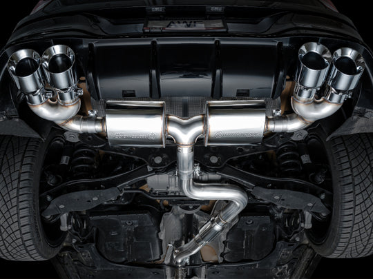 AWE Tuning MK8 Volkswagen Golf R 3in Touring Edition Quad Exhaust - Chrome Silver Tips