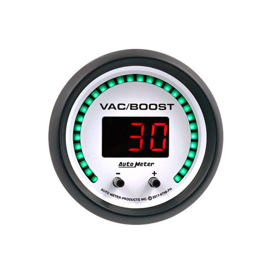 Autometer 52.4mm White Switchable 0-1600 PSI / 0-110 BAR Vacuum/Boost Phantom Elite Digital Gauge