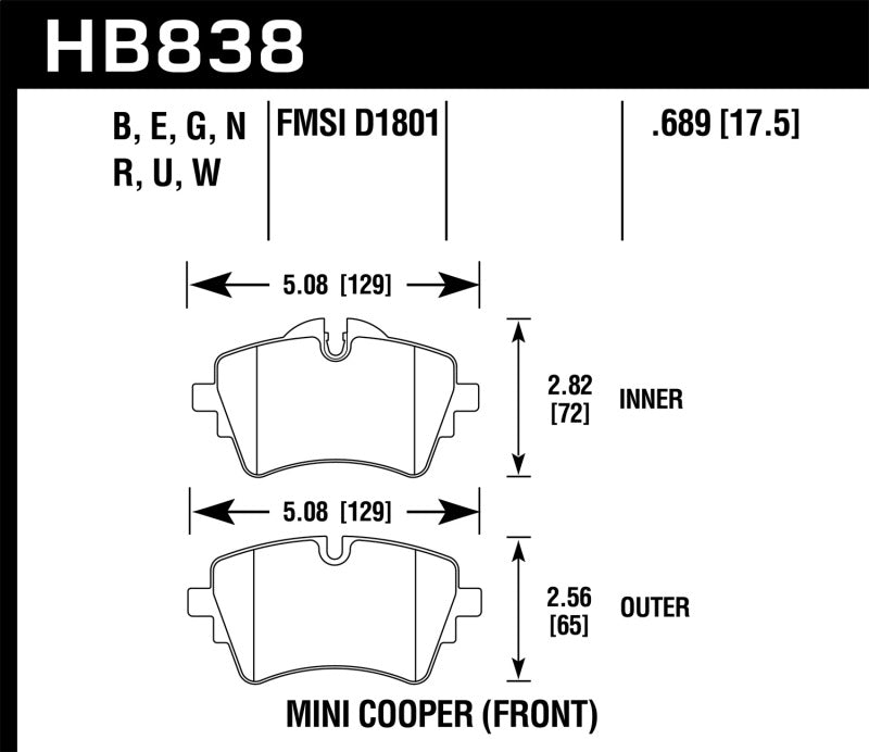 Hawk 17-19 Mini Cooper Clubman 1.5L PC Street Front Brake Pads