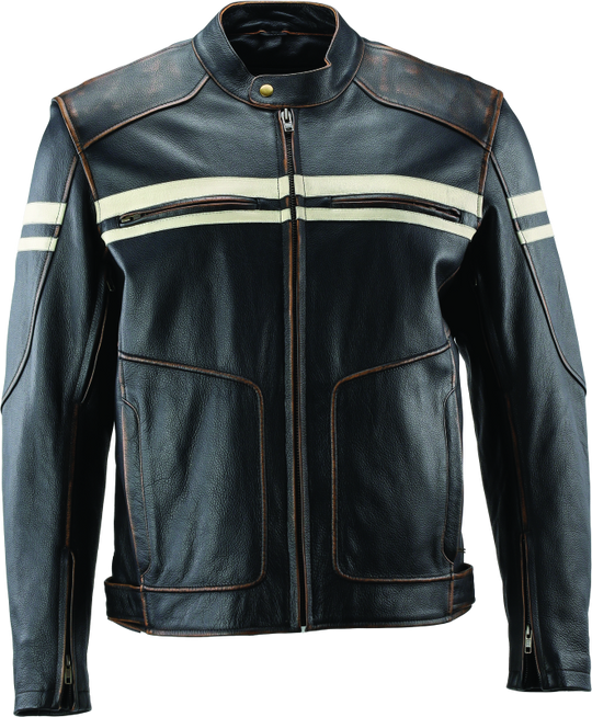 Kuryakyn Leather By River Road Hoodlum Vintage Leather Jacket Black - Small