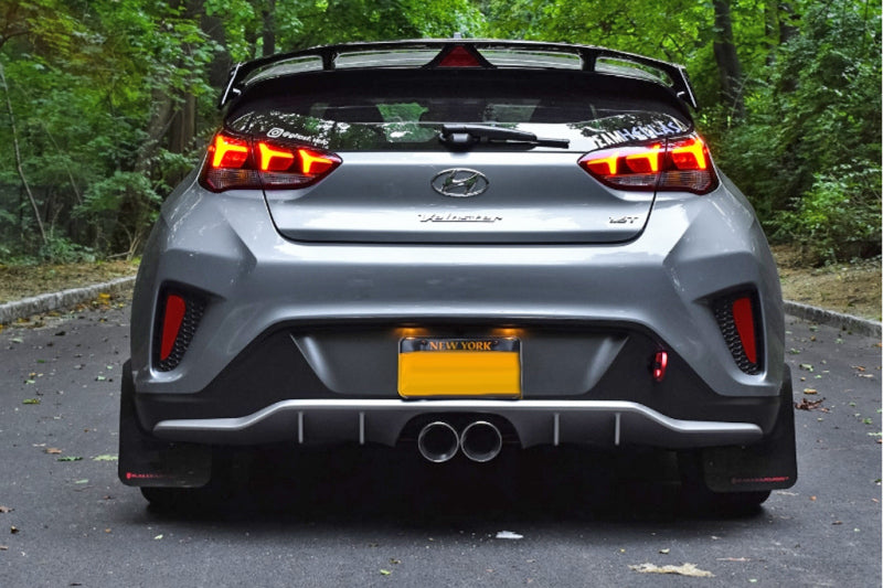 Rally Armor 19-21 Hyundai Veloster Turbo/2.0/R-Spec White UR Mud Flap w/Black Logo