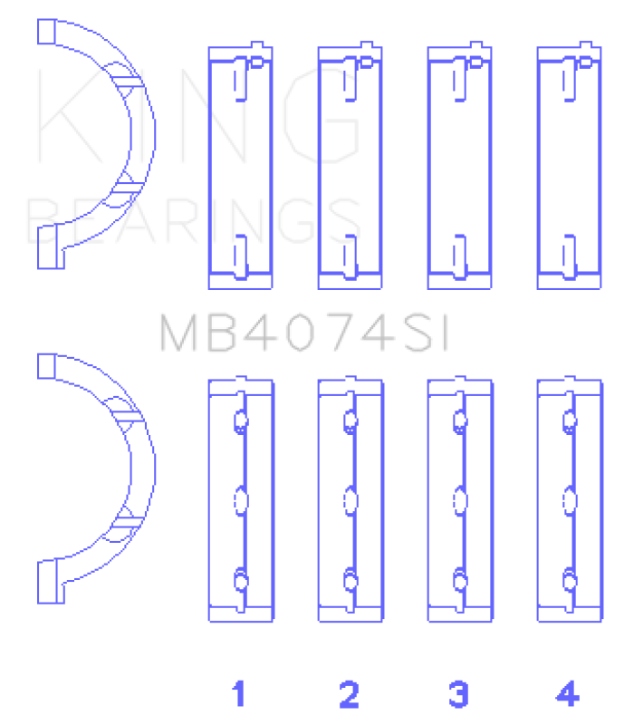 King Engine Bearings Chrysler 2.7L (Size +0.50mm) Main Bearing Set