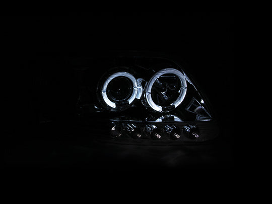 ANZO 1997.5-2003 Ford F-150 Projector Headlights w/ Halo and LED Chrome 1pc