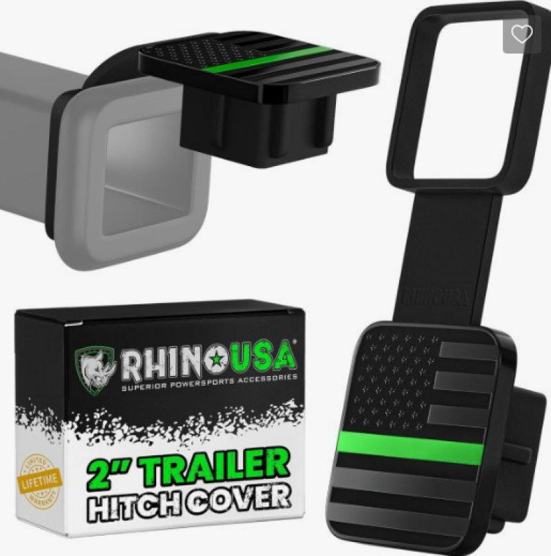 Rhino USA 2In American Flag Hitch Cover - Black &amp; Green