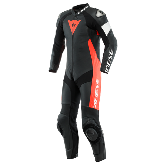 Dainese Tosa 1PC Leather Suit Perforated Black/Fluorescent Red/White Size -44