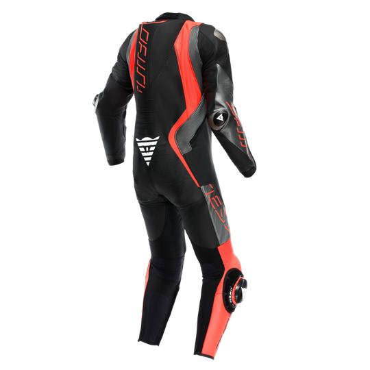 Dainese Audax D-Zip 1PC Perforated Leather Suit Black/Red Fluorescent/Anthracite Size - 44