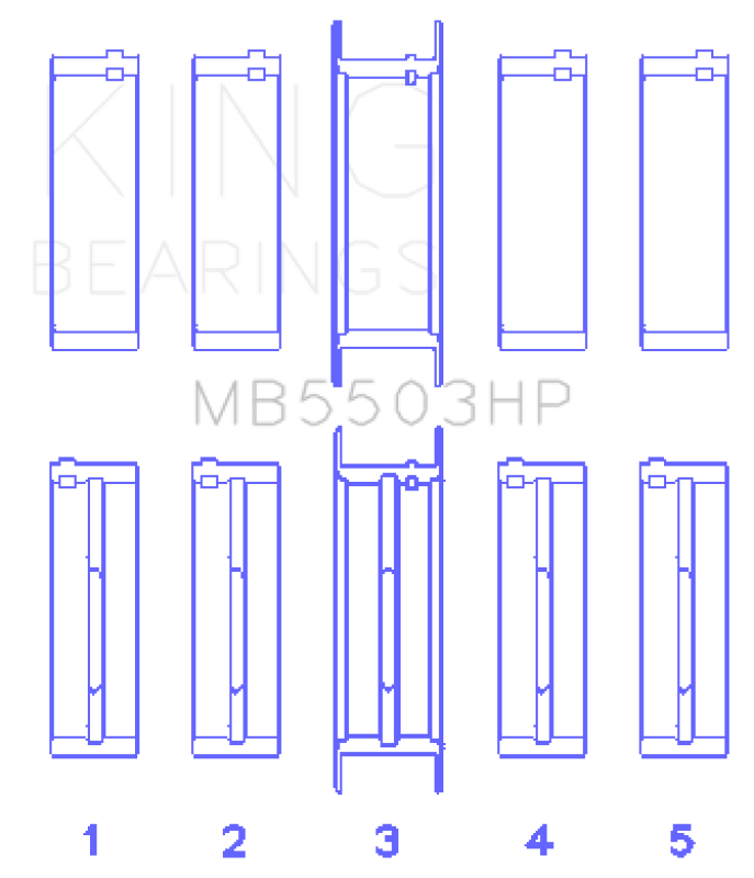 King Engine Bearings Ford V8 351Ci 5.8L 16V - Cleveland (Size STDX) Main Bearing Set