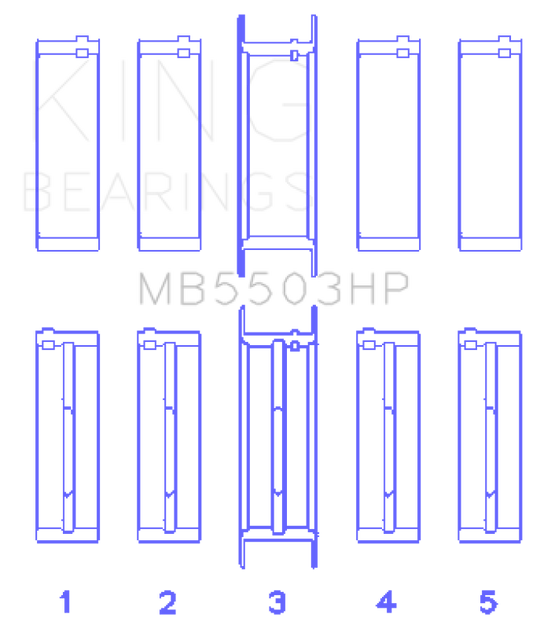 King Engine Bearings Ford V8 351Ci 5.8L 16V - Cleveland (Size STDX) Main Bearing Set