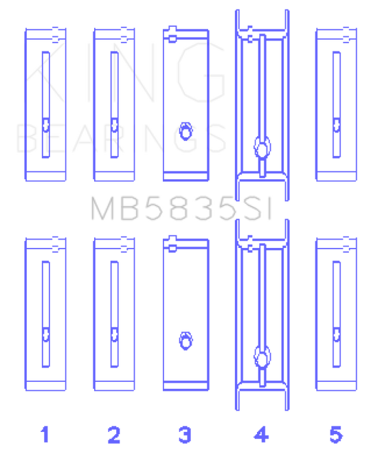 King Engine Bearings ChevrolET 121Ci/Ln2 134Ci Housing Bore +.002 (Size +0.75mm) Main Bearing Set