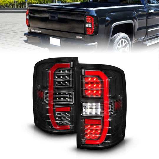 ANZO 14-18 GMC Sierra 1500 Full LED Taillights Black Housing Clear Lens (w/C Light Bars)