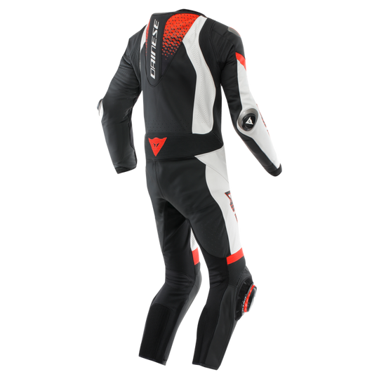 Dainese Laguna Seca 6 1PC Leather Suit Perforated Black/White/Red Fluorescent Size - 44