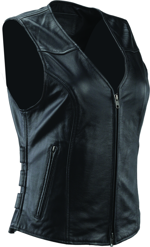 River Road Plains Leather Vest Black Womens - Small