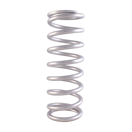 QA1 3-4/5in ID Tapered High Travel Pigtail Spring - 9in Length x 550lbs/in - Silver Powder Coated