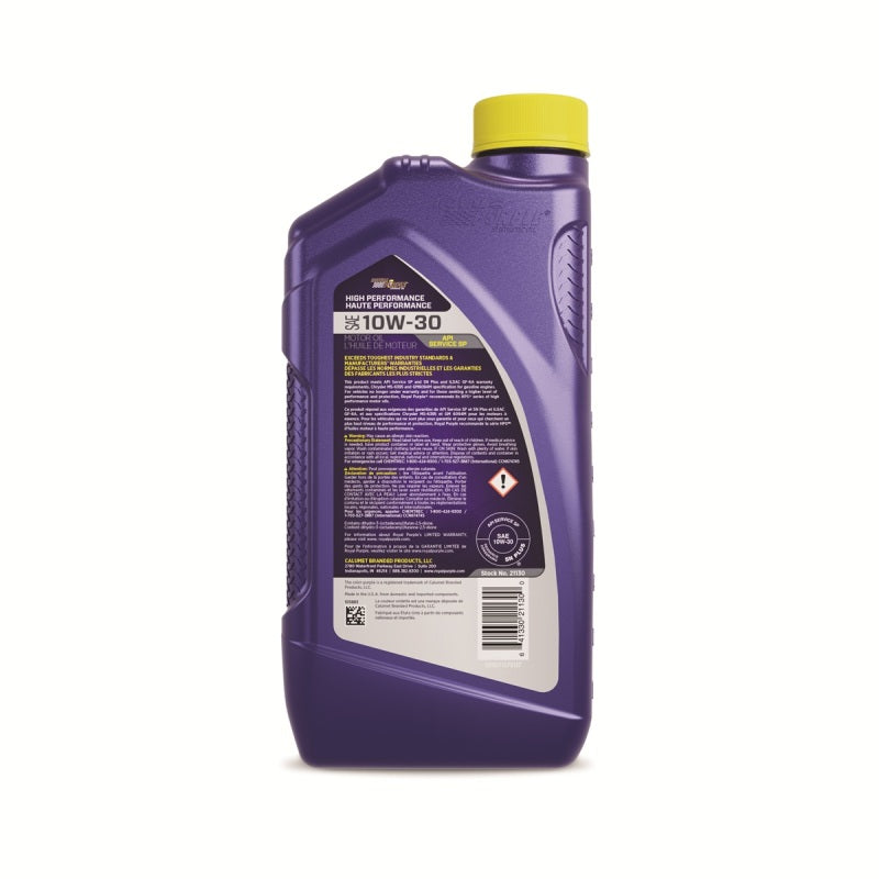 Royal Purple Synthetic High Performance 10W-30 Motor Oil (Canada) - 1 Quart