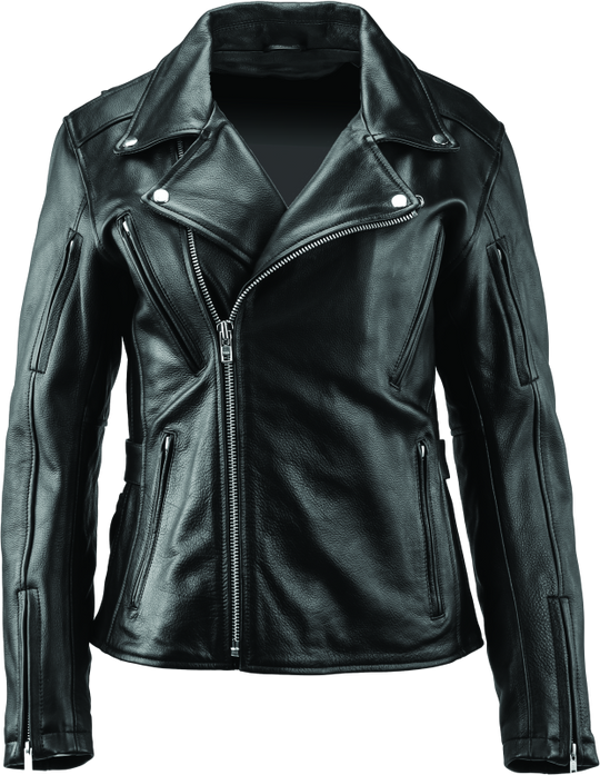 River Road Ironclad Classic Leather Jacket Black Womens - Small