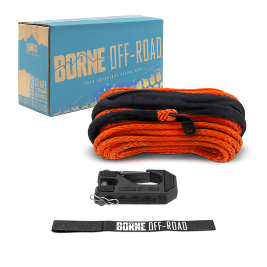 Borne Off-Road Winch Hook - 3/8in Rope - Hand Strap - Orange