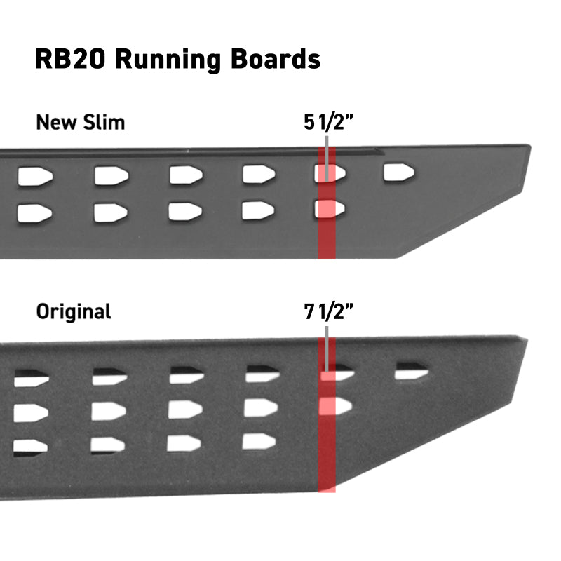 Go Rhino RB20 Slim Running Boards 57in. Cab Length - Tex. Blk (No Drill/Mounting Brackets Req.)