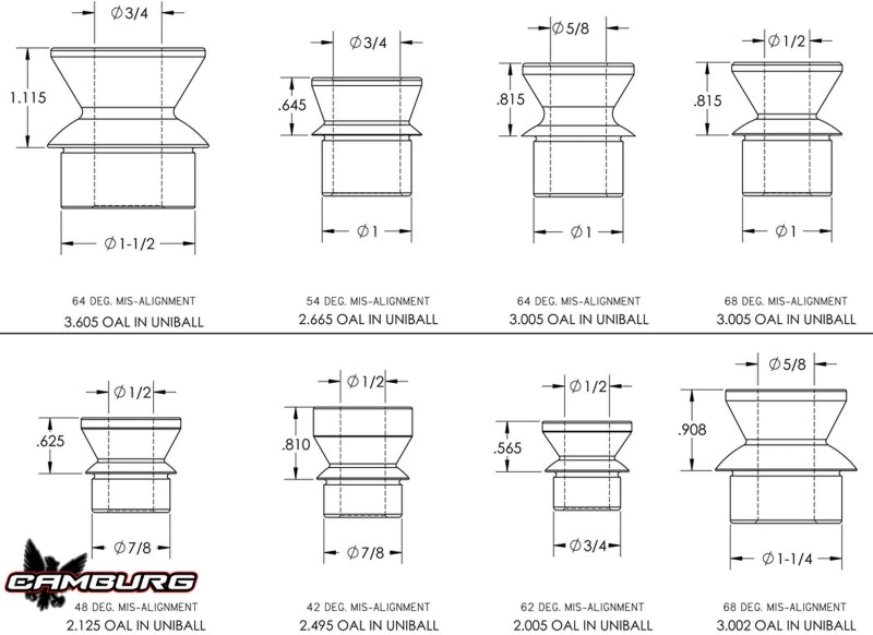 Camburg 7/8in. RHT Heim Kit (FK JMX heim 1/2in. ID spacers 1.50in. thread bung jam nut)