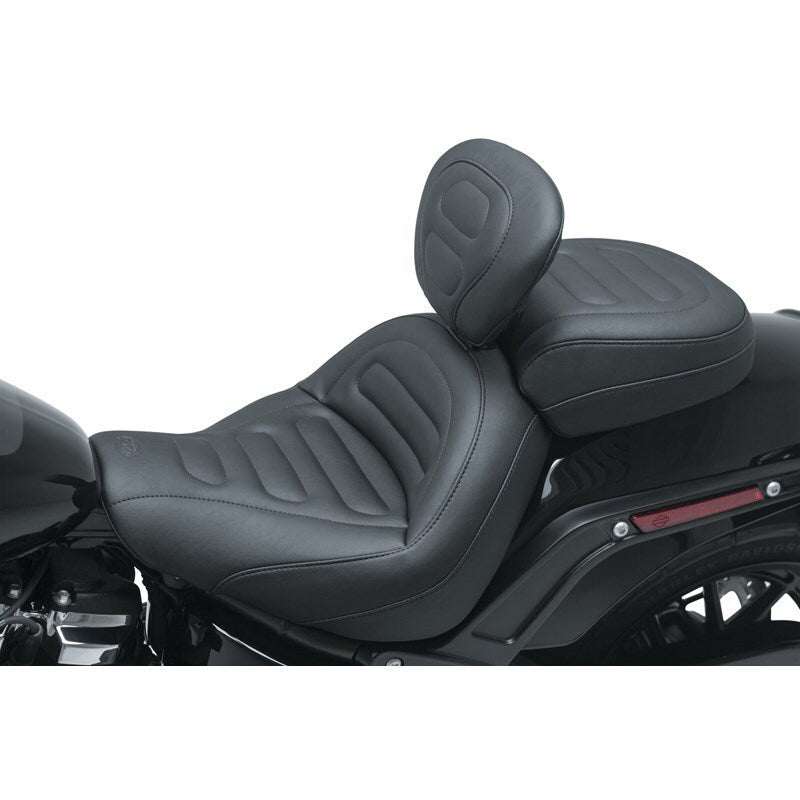 Mustang 18-21 Harley Fat Bob Standard Touring Solo Seat w/Driver Backrest - Black