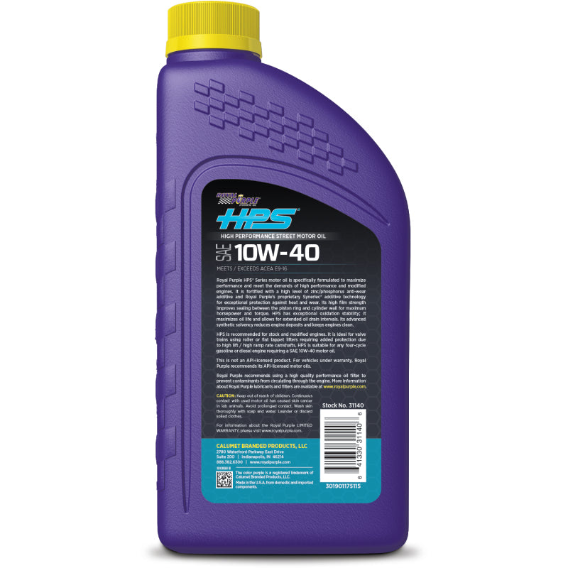 Royal Purple HPS Synthetic High Performance Street 10W-40 Motor Oil - 1 Quart