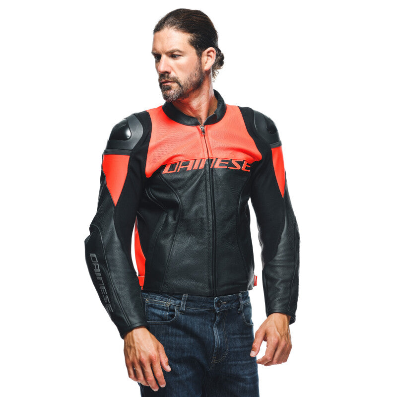 Dainese Racing 4 Leather Jacket Perforated Black/Fluorescent Red Size - 62