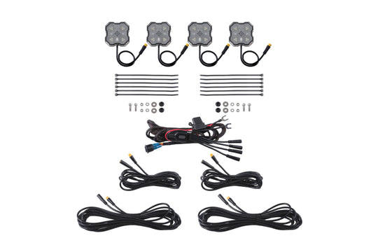 Diode Dyamics Rock Light - Red/White - M8 4-Pack