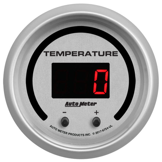 Autometer 52.4mm Silver Switchable 60-340 Degrees F/40-170 Degrees C Ultra-Lite Elite Digital Gauge