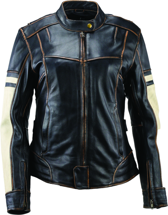 River Road Dame Vintage Leather Jacket Black Womens - Small