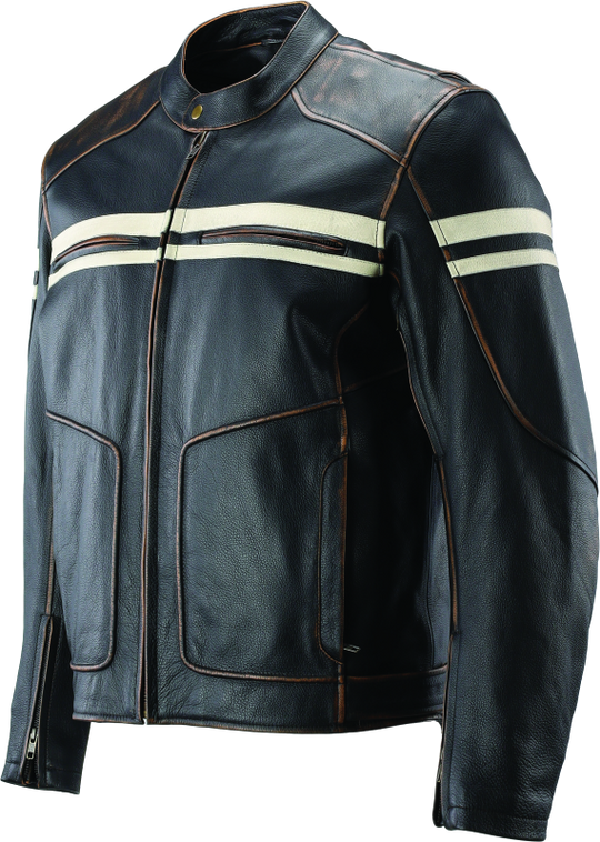 Kuryakyn Leather By River Road Hoodlum Vintage Leather Jacket Black - Small