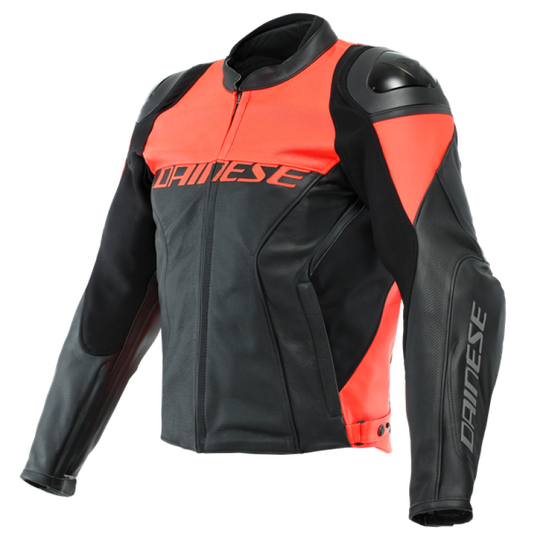 Dainese Racing 4 Leather Jacket Perforated Black/Fluorescent Red Size - 60