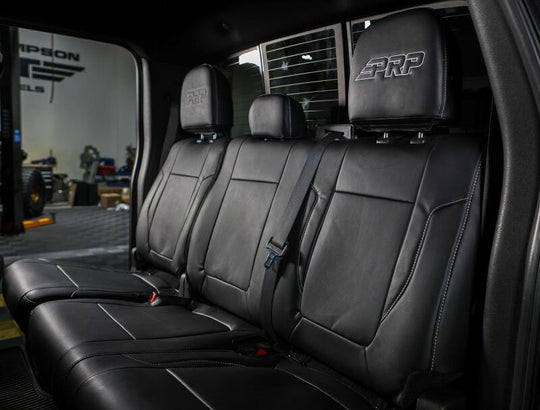 PRP 12-14 Ford Raptor  Rear Bench Seat Covers- Black with Silver Stitch