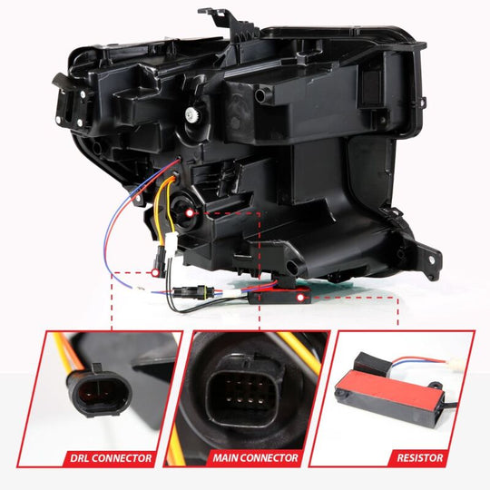 ANZO 19-21 GMC Sierra 1500 LED Projector Headlight w/Switchback+Sequential - Black