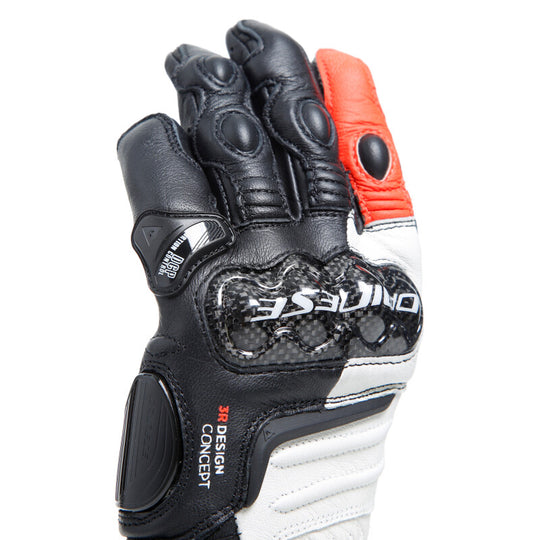 Dainese Carbon 4 Long Lady Leather Gloves - Black/White/Red - Large