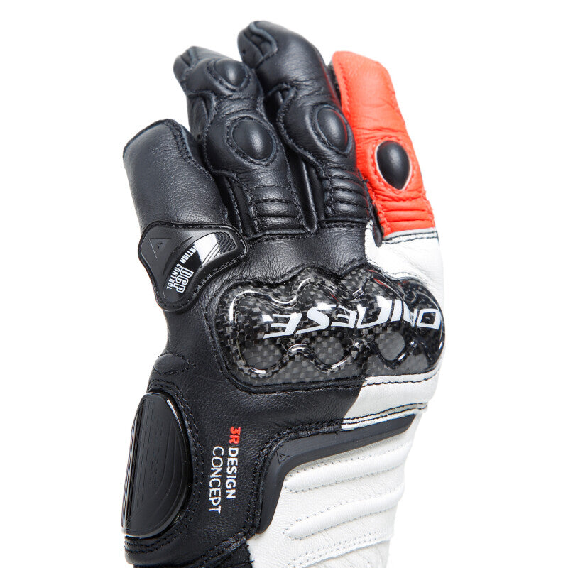 Dainese Carbon 4 Long Lady Leather Gloves - Black/White/Red - Medium