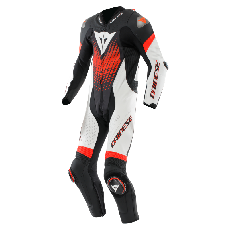 Dainese Laguna Seca 6 1PC Leather Suit Perforated Black/White/Red Fluorescent Size - 44