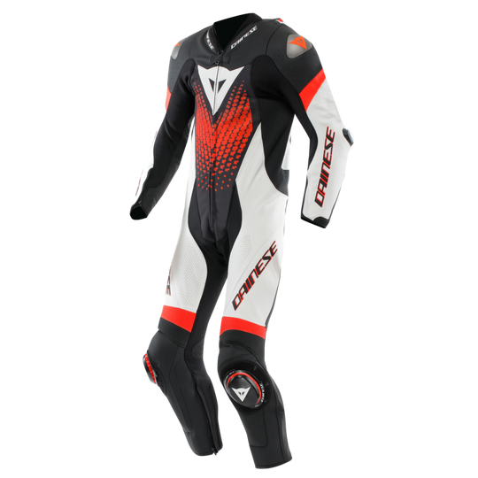 Dainese Laguna Seca 6 1PC Leather Suit Perforated Black/White/Red Fluorescent Size - 44