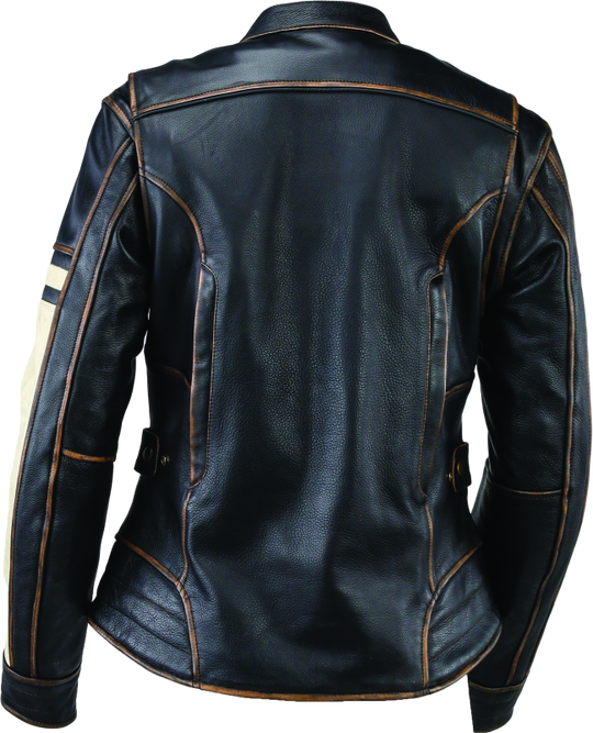 River Road Dame Vintage Leather Jacket Black Womens - Small